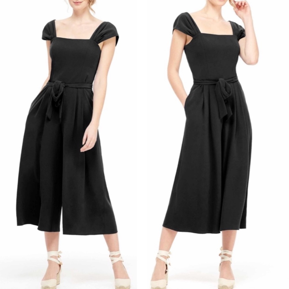Gal Meets Glam Veronica Black Cropped Jumpsuit